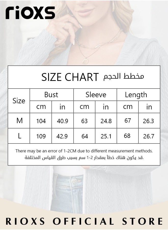 RIOXS Women's Zip-up Cardigan, Stylish Long Sleeve Hoodies with Special Texture, Comfortable Casual Coat with 2 Front Pockets, Suitable for Casual Occasions  - Image 4