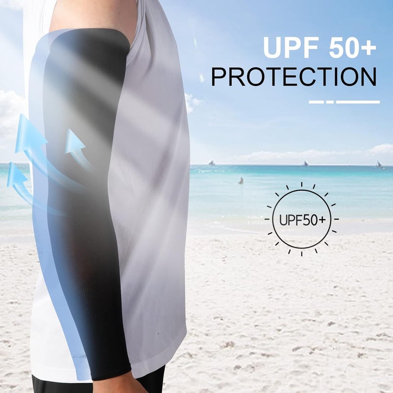 Feeke Arm Sleeves for Men and Women, UV Protection Cooling Arm Sleeves, 4-Pairs Anti-Slip Compression Sun Sleeves - Image 2