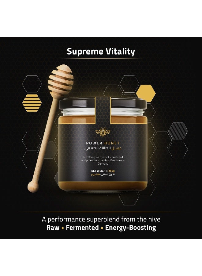 DW Power Power Honey 250g – A premium blend of raw German honey enriched with bee pollen, bee bread, and propolis, offering natural strength, vitality, and exceptional nutritional benefits. - Image 4