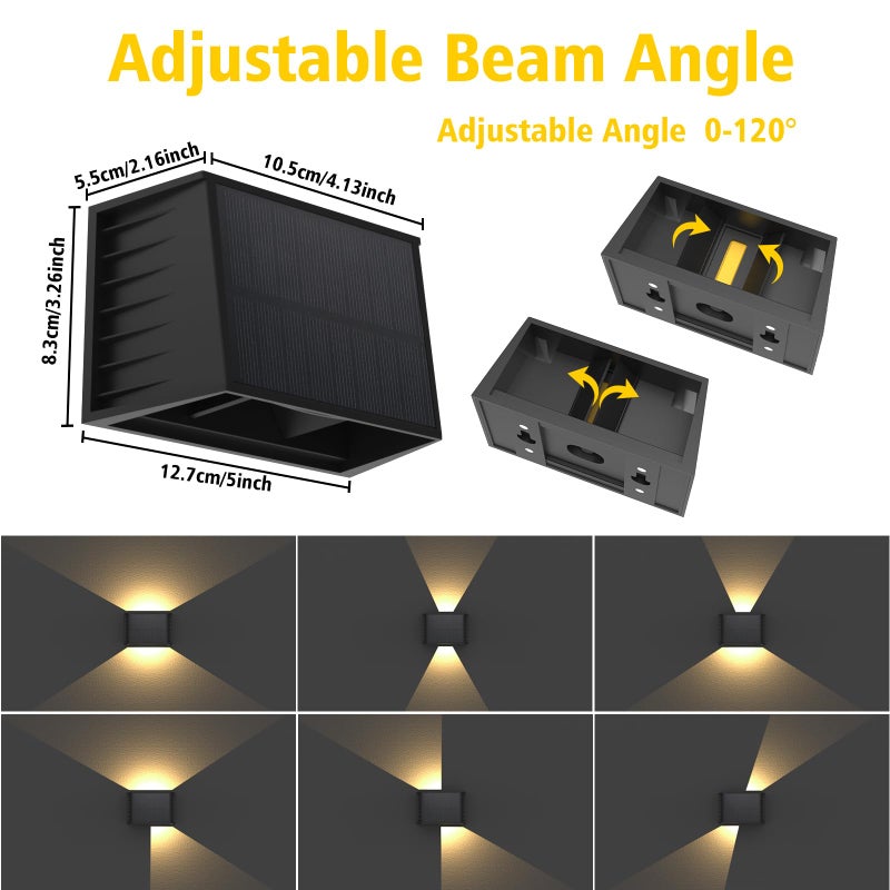 T-SUN Solar Fence Lights Outdoor 8 Pack - 3000K Warm White Solar Wall Lights, IP65 Waterproof Solar Powered Fence Lights | Dusk to Dawn Auto On/Off for Fence, Wall, Patio, Backyard, Outside, Steps - Image 4
