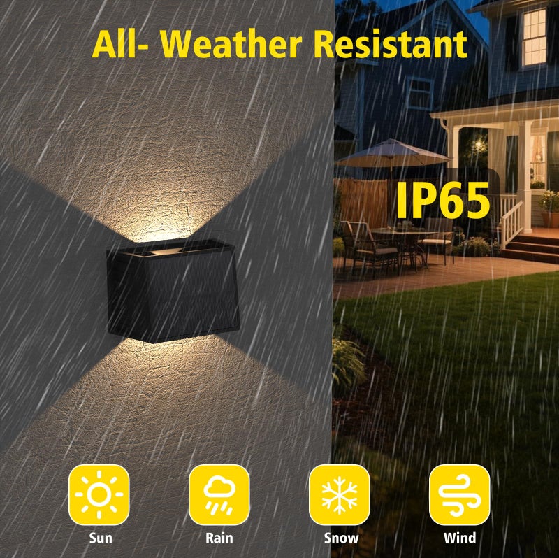 T-SUN Solar Fence Lights Outdoor 8 Pack - 3000K Warm White Solar Wall Lights, IP65 Waterproof Solar Powered Fence Lights | Dusk to Dawn Auto On/Off for Fence, Wall, Patio, Backyard, Outside, Steps - Image 3