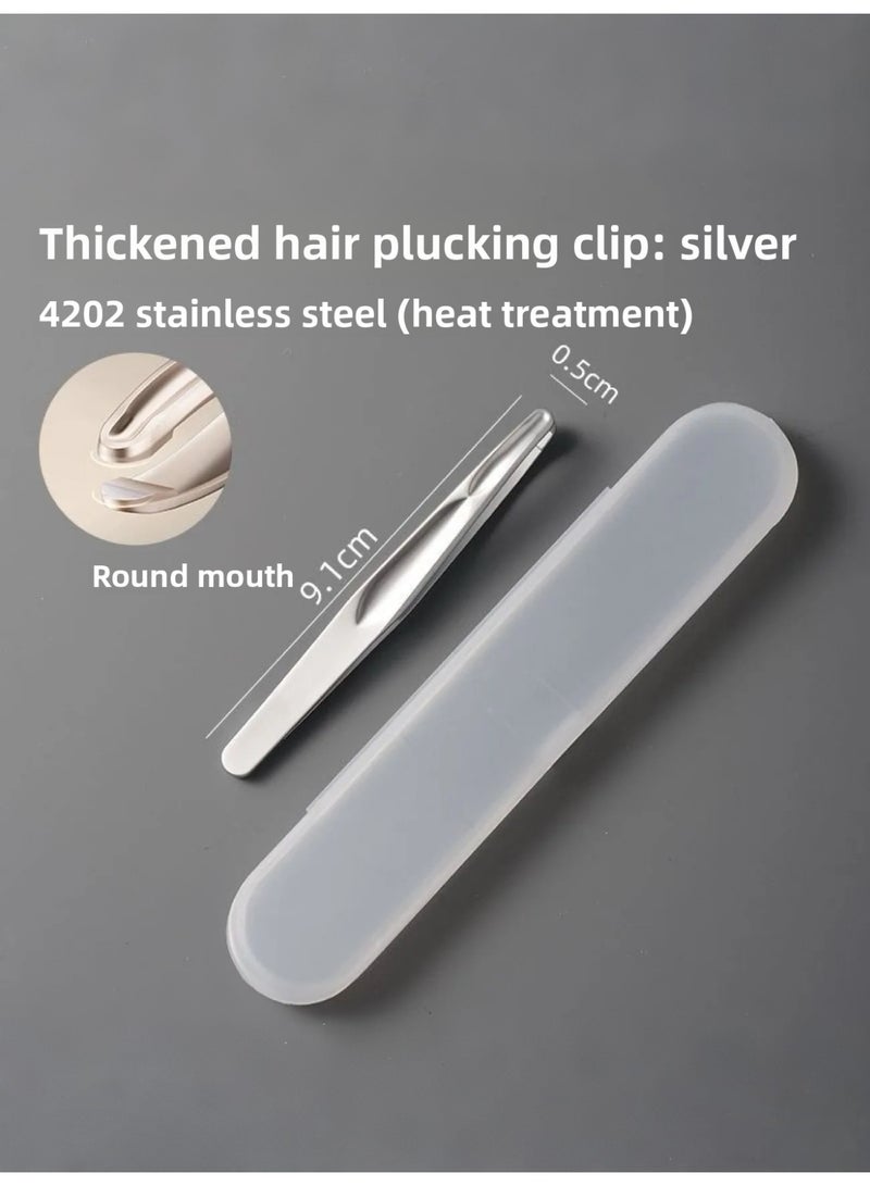 ماك جاباجز High end thickened eyebrow clip, hair removal clip, eyebrow clip, beard removal pliers, beard tweezers clip, hair removal tool round mouth, thickened for better fit and durability - Image 3