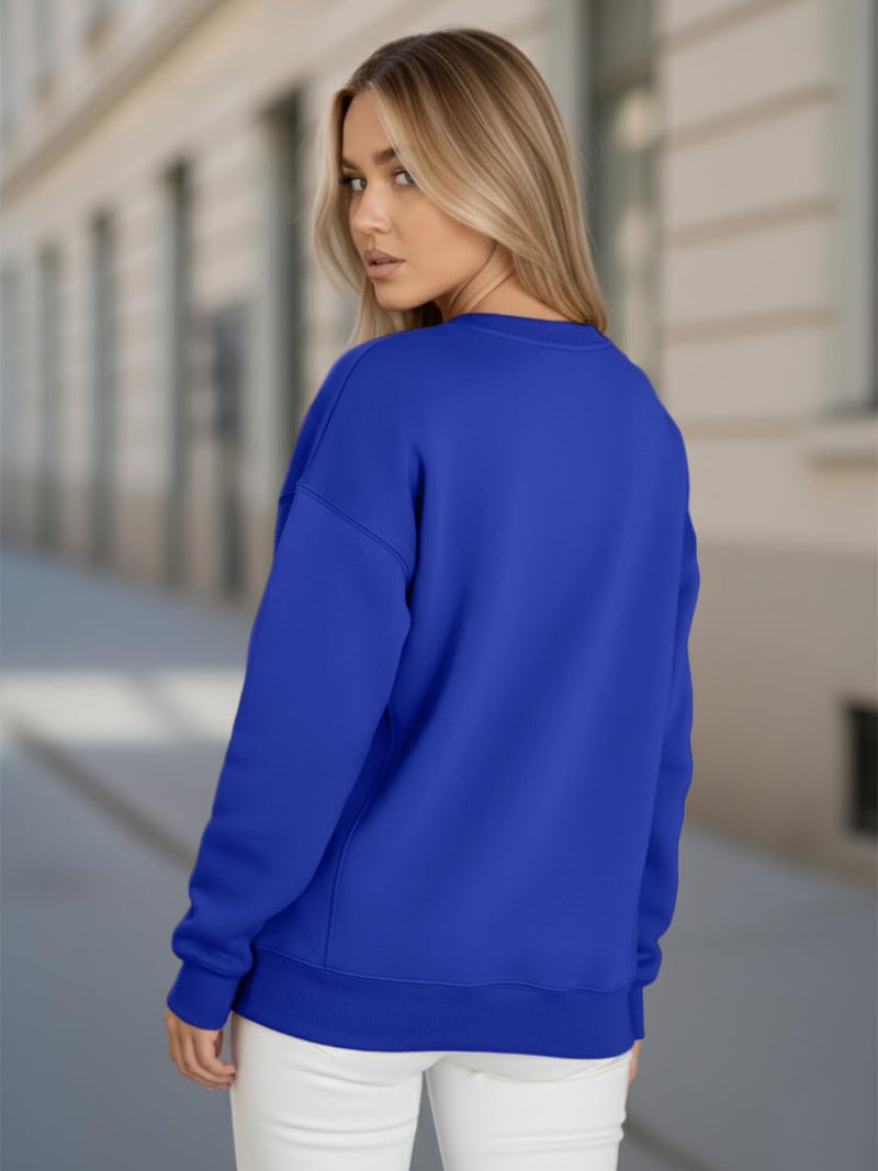 LEOTUDE Women’s Loose fit Round Neck Sweatshirt for Women (GRL_W11_SP-XOD9_P_Blue_S) - Image 4