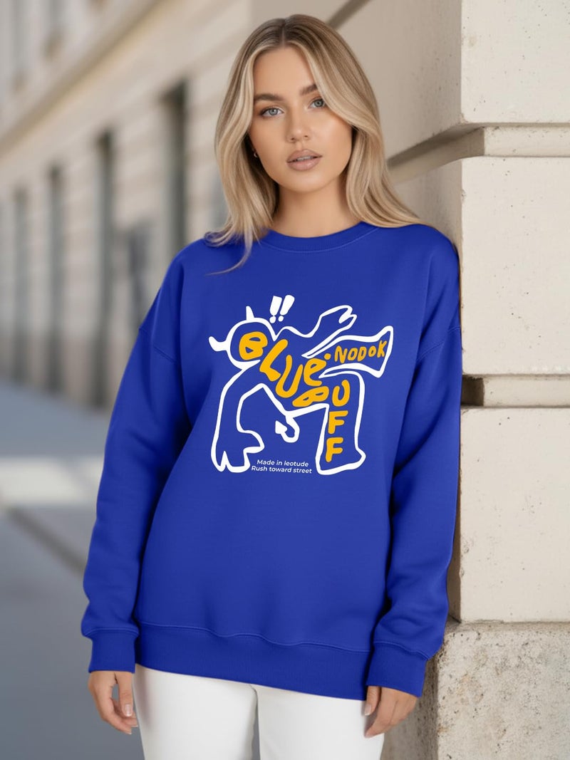 LEOTUDE Women’s Loose fit Round Neck Sweatshirt for Women (GRL_W11_SP-XOD9_P_Blue_S) - Image 3