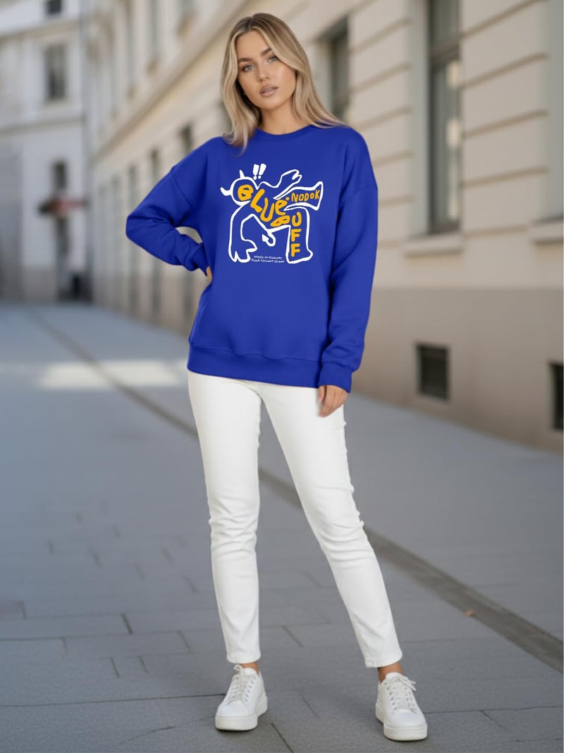 LEOTUDE Women’s Loose fit Round Neck Sweatshirt for Women (GRL_W11_SP-XOD9_P_Blue_S) - Image 5
