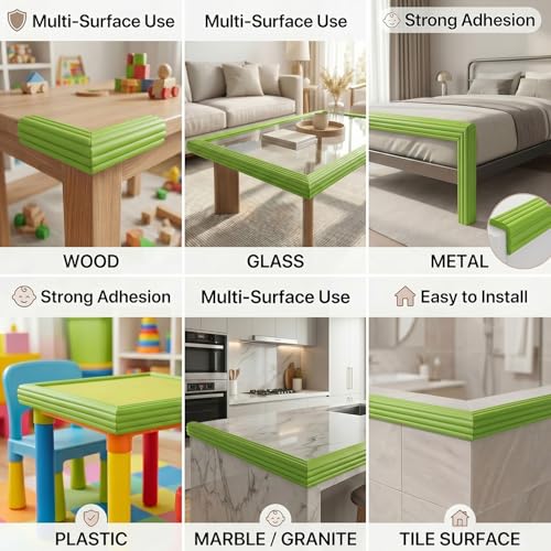 SYGA Baby Safety Strip Furniture Edge Guard Cushion Corner Cover with Tape Infant Bump Protector (Green) - Image 5