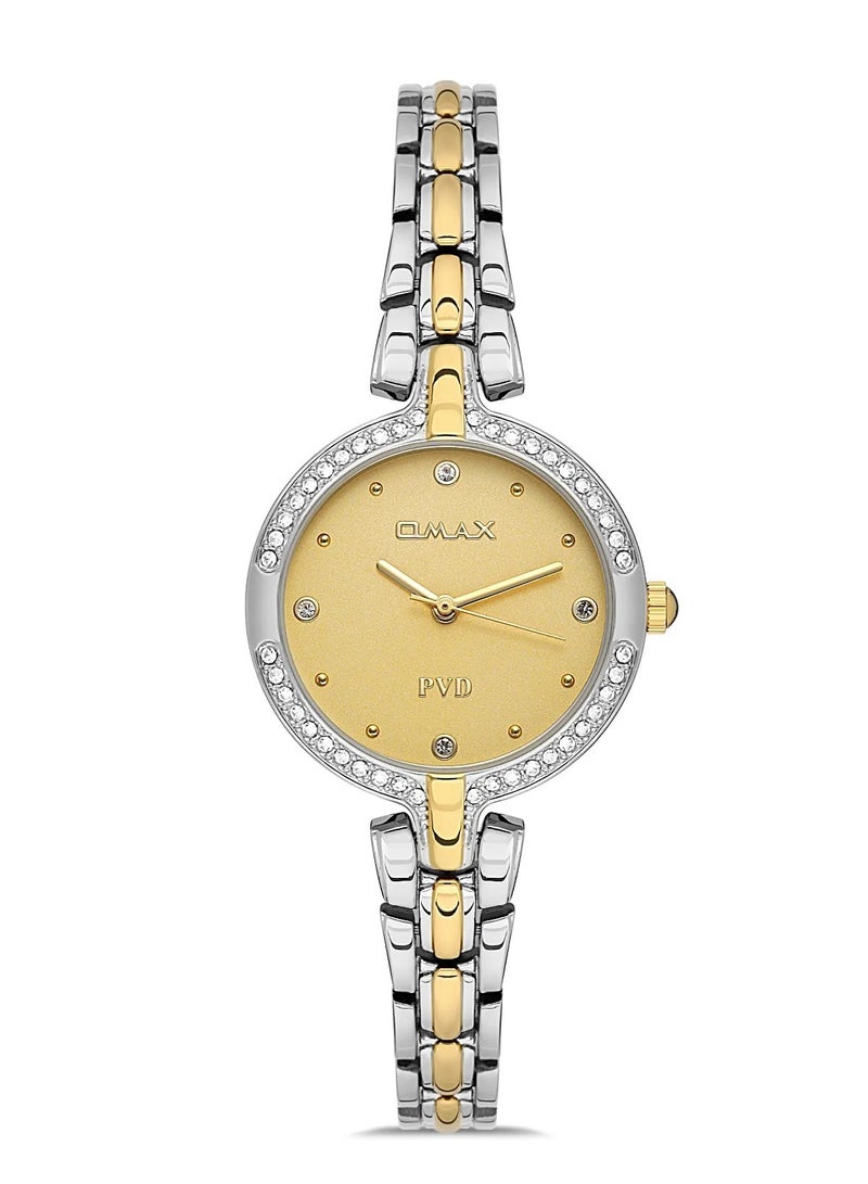 Omax Women's Luxury Wrist Watch, Watches for Women, Stainless Watches, Steel Silver Luxury Band, Gold Analog Dial, Waterproof Watch, 1 Year Warranty - Image 1
