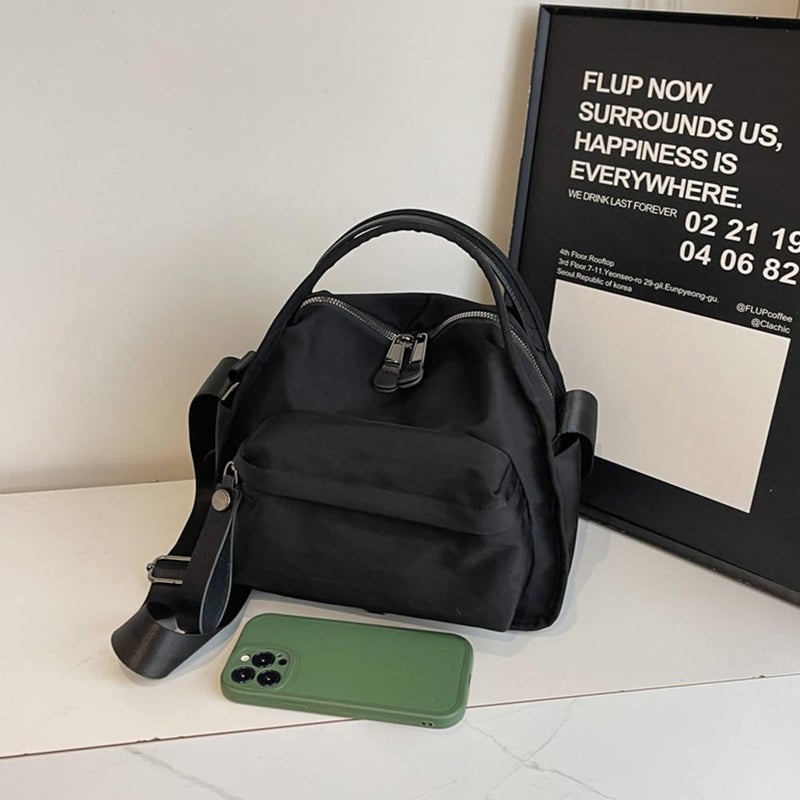Cohawk Solid Color Nylon Crossbody Bag for Women Soft Handbag with Top Handle Casual Shoulder Bag Elegant Square Purse - Image 4