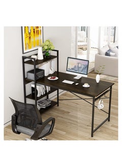 Chulovs 47 inch Computer Desk with 4 Tier Shelves for Home Office, Writing Study Table with Bookshelf and 2 Hooks, Multipurpose Industrial Wood Desk Workstation with Metal Frame for PC Laptop  - Image 4