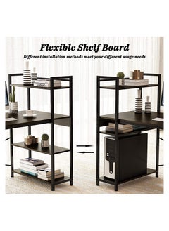 Chulovs 47 inch Computer Desk with 4 Tier Shelves for Home Office, Writing Study Table with Bookshelf and 2 Hooks, Multipurpose Industrial Wood Desk Workstation with Metal Frame for PC Laptop  - Image 3