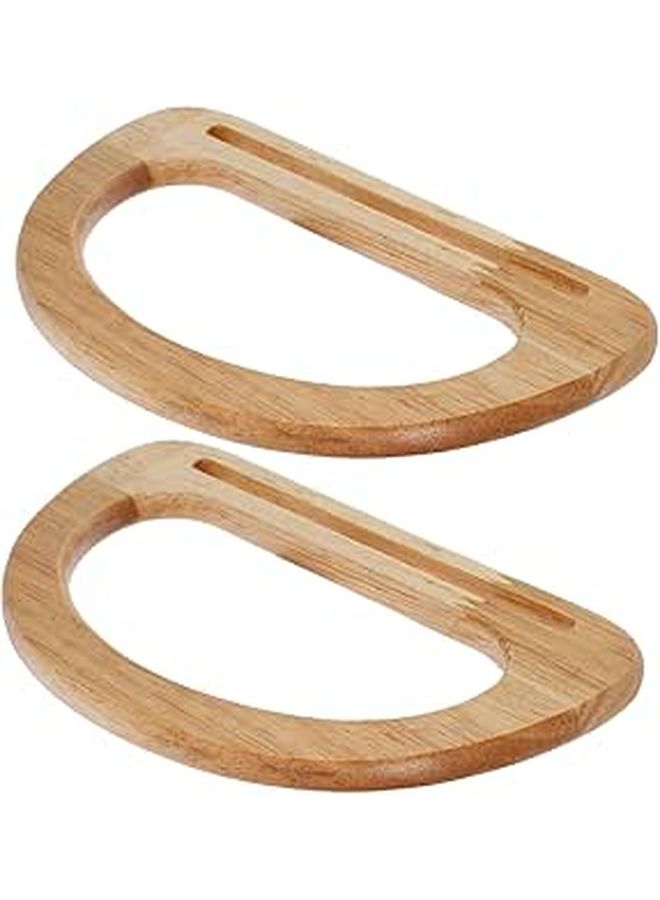 2pcs D Shape Wooden Bag Handles 17cm for DIY Tote Purse Craft Supply - Image 1