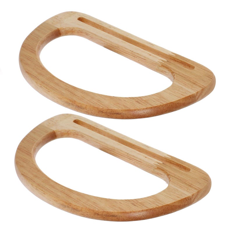 2pcs D Shape Wooden Bag Handles 17cm for DIY Tote Purse Craft Supply - Image 2