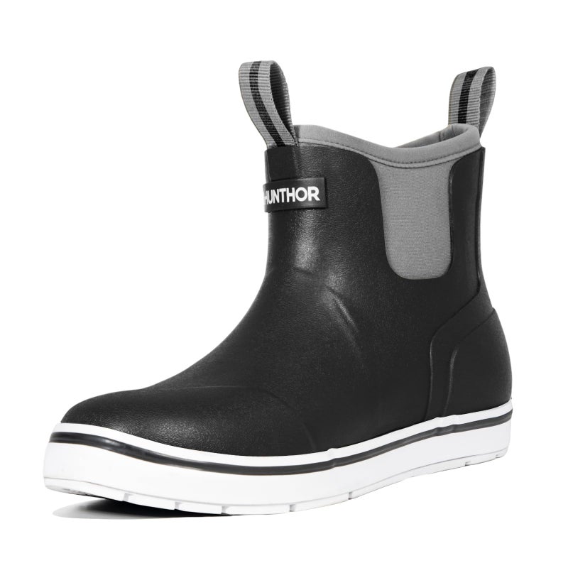 Hunthor Men's Deck Boots, Lightweight Waterproof Anti-Slip Fishing Rain Boots, Rubber Boots and High Performance for Boat, Yard and Outdoor (Black, Size 10) - Image 1