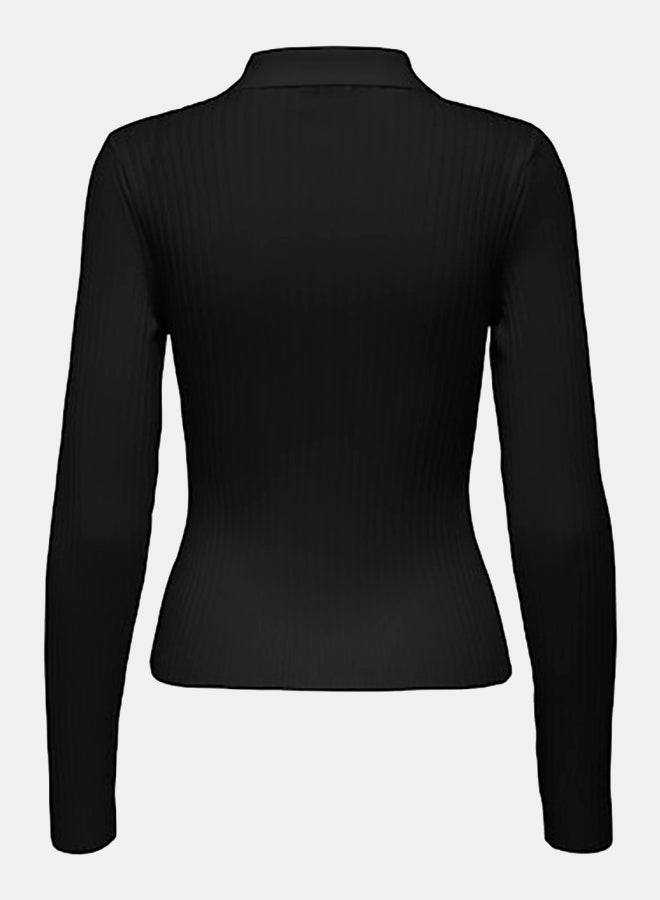 ONLY ONLY Womens Elisa Longsleeve Ribbed Polo  - Image 2