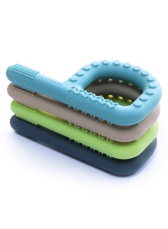 Flyaway Sensory Chew Toys for Autistic Children 4 Pack, P Shape Sensory Toys for Babies Toddlers, Baby Teething Toys for 3-6 6-12 Month Oral Motor Stimulation, Silicone Chew Necklaces for Kids Adults BPA Free  - Image 1