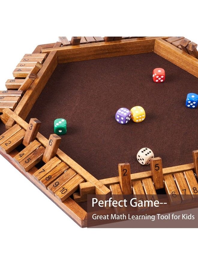 Vamslove - Shut The Box Dice Game Wooden Board (L15 X W13) For 1 2 3 4 5 6 Player 6 Sided 10 Numbers Math Games With 16 Dices For Kids Adults Families Friends Party Club (Instructions Included) - Image 1