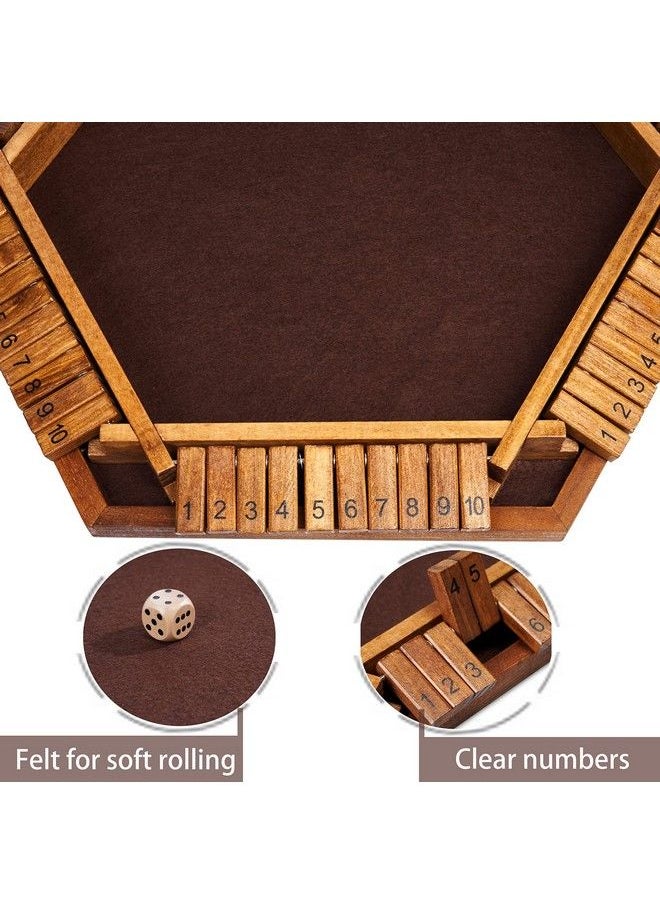 Vamslove - Shut The Box Dice Game Wooden Board (L15 X W13) For 1 2 3 4 5 6 Player 6 Sided 10 Numbers Math Games With 16 Dices For Kids Adults Families Friends Party Club (Instructions Included) - Image 1