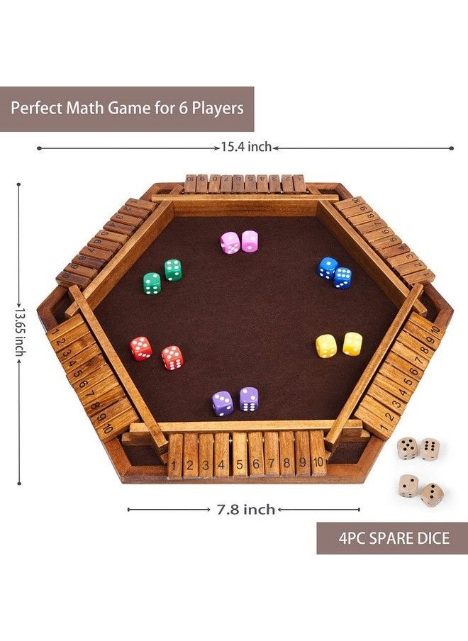 Vamslove - Shut The Box Dice Game Wooden Board (L15 X W13) For 1 2 3 4 5 6 Player 6 Sided 10 Numbers Math Games With 16 Dices For Kids Adults Families Friends Party Club (Instructions Included) - Image 1