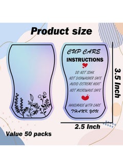 Well Tile Tumbler Care Instructions Cards Cup Care Instructions Cards 2.5X3.5 Inchbusiness Mug Cup Care Insert Customer Directions Reminder Card Washing Instructions Thank You Cards 50 Pack  - Image 2