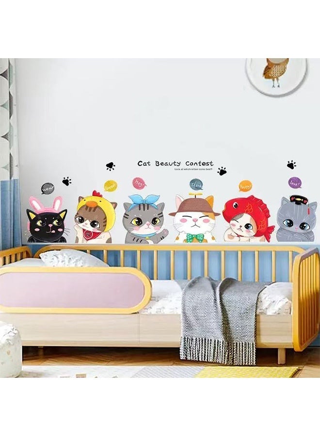 Cute Cartoon Cat Wall Sticker Waterproof Self-Adhesive Decal for Kids Bedroom Living Room Home Decor - Image 3