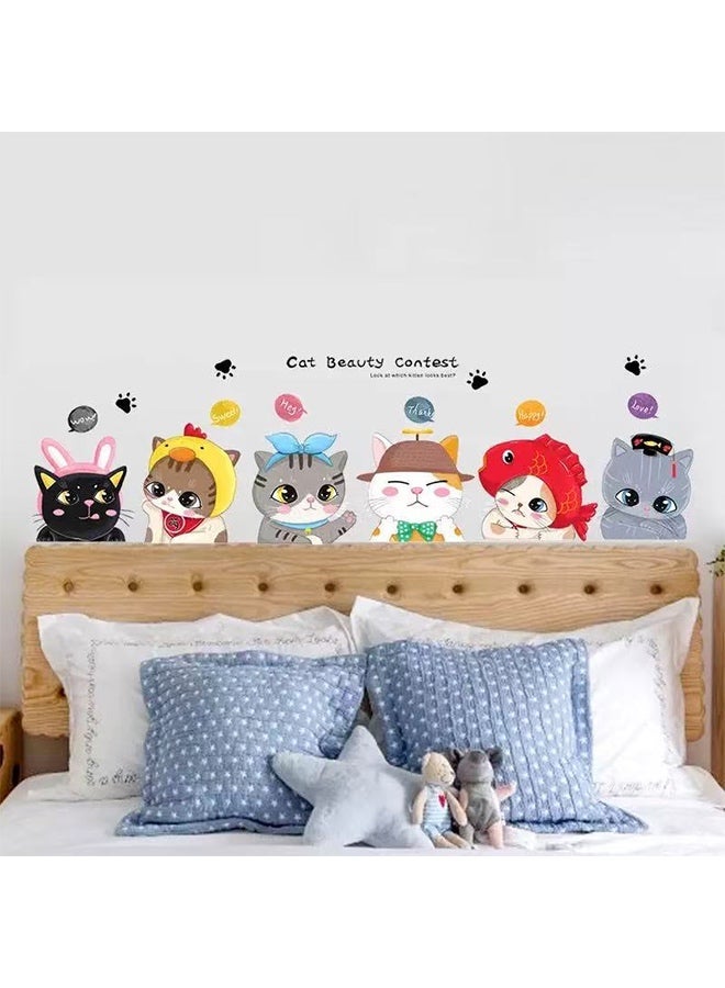 Cute Cartoon Cat Wall Sticker Waterproof Self-Adhesive Decal for Kids Bedroom Living Room Home Decor - Image 4