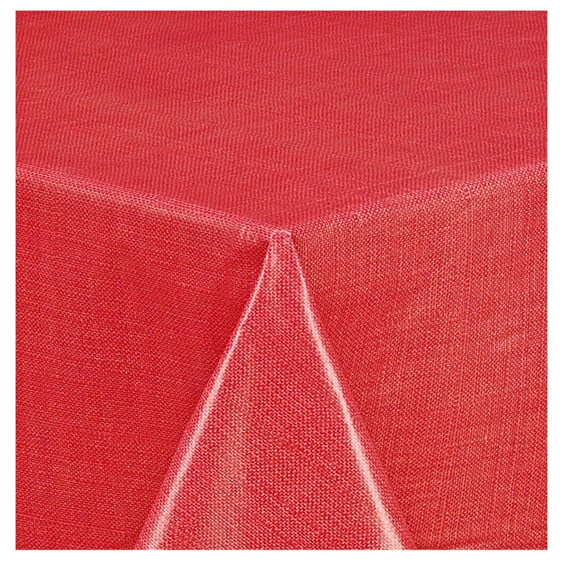 Lintex Cafe Hotel Linen Look Solid Color Heavy 4 Gauge Vinyl Flannel Backed Tablecloth  Indoor/Outdoor Wipe Clean Tablecloth  60 Inch x 120 Inch Oblong/Rectangle  Scarlet Red - Image 1