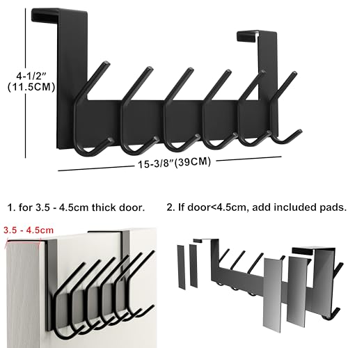Dseap Over The Door Hook Hanger - 6 Hooks Over Door Coat Rack for Hanging Clothes Hat Towel, White - Image 2