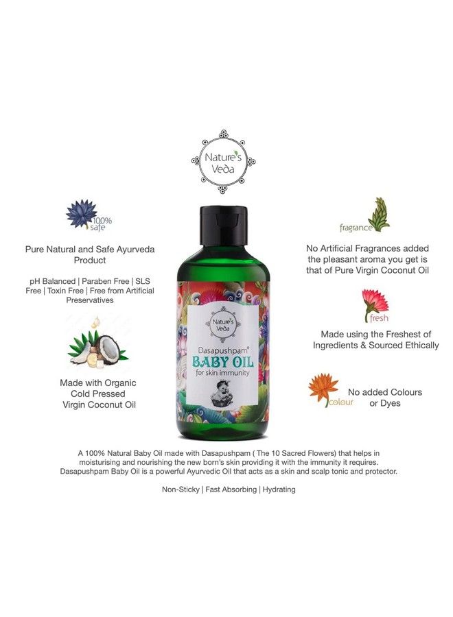 Nature's Veda Ayurvedic Dasapushpam Baby Coconut Massage Oil Promotes Baby Growth; Non Sticky ; Coconut Oil ; 200 Ml  - Image 3