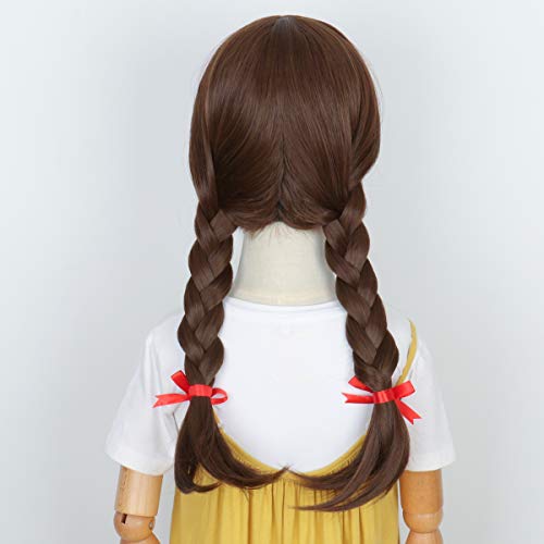 Yan Dream Long Brown Braided Wig Cosplay Wigs for Girl Children Halloween Party Wig (Girls Wig, Brown) - Image 4