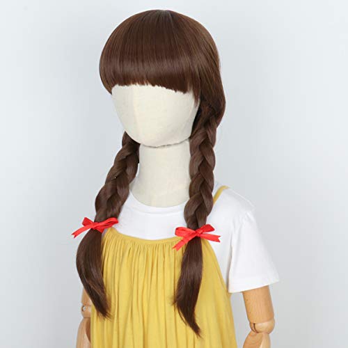Yan Dream Long Brown Braided Wig Cosplay Wigs for Girl Children Halloween Party Wig (Girls Wig, Brown) - Image 3