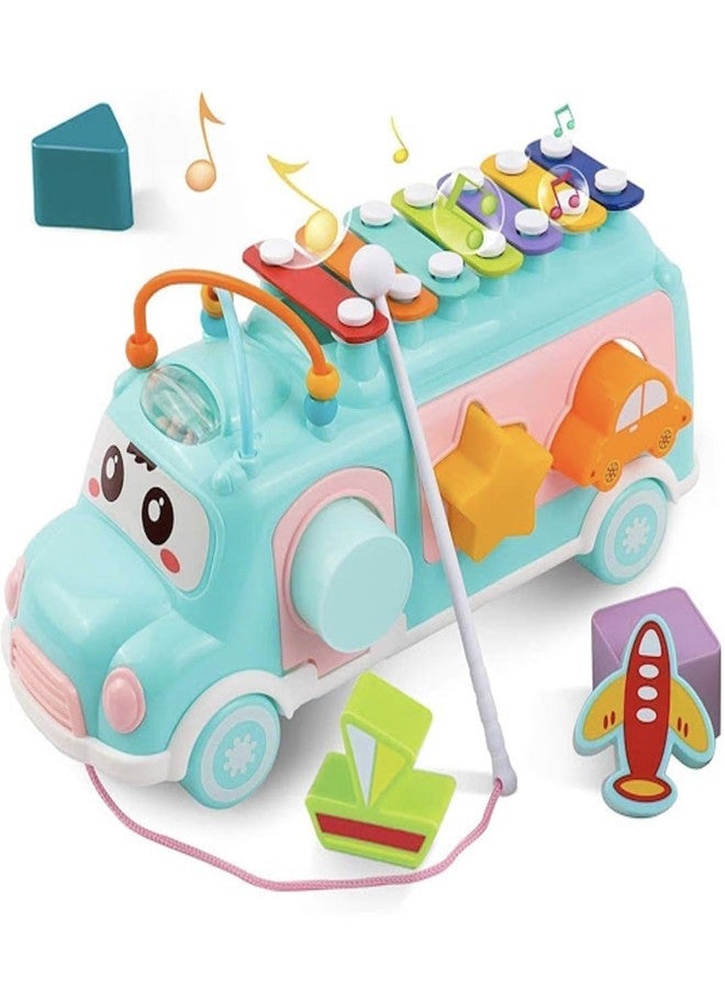 OMETER Xylophone Toy for Kids Musical School Bus for Kid 3 in 1 Push Pull & Shape Sorter Educational and Learning Toys for Above 1 Year Old Best Gift for Kids Toddlers - Image 1