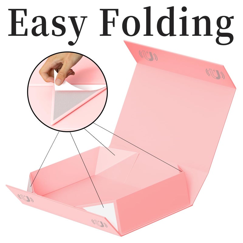 PSHVYM Gift Boxes with Lids, 11.5x7.8x3 In Pink Gift Box for Presents Magnetic Closure for T-Shirts, Gloves, Scarves, Books, Baby Clothes, Robes Clothing Gift Wrap, Contains Card, Ribbon - Image 3