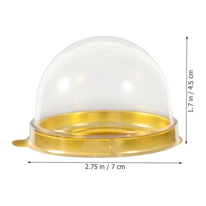 NUOBESTY Clear Dome Box 50pcs  Round Plastic Cupcake Holders Plastic Egg-Yolk Puff Mooncake Packing Box Container Mooncake Dome Boxes Baking Packing Box (Golden Tray) - 7 x 7 x 4.5 cm - Image 4