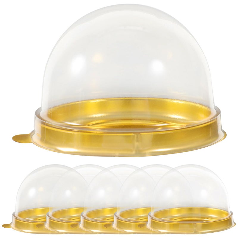 NUOBESTY Clear Dome Box 50pcs  Round Plastic Cupcake Holders Plastic Egg-Yolk Puff Mooncake Packing Box Container Mooncake Dome Boxes Baking Packing Box (Golden Tray) - 7 x 7 x 4.5 cm - Image 2