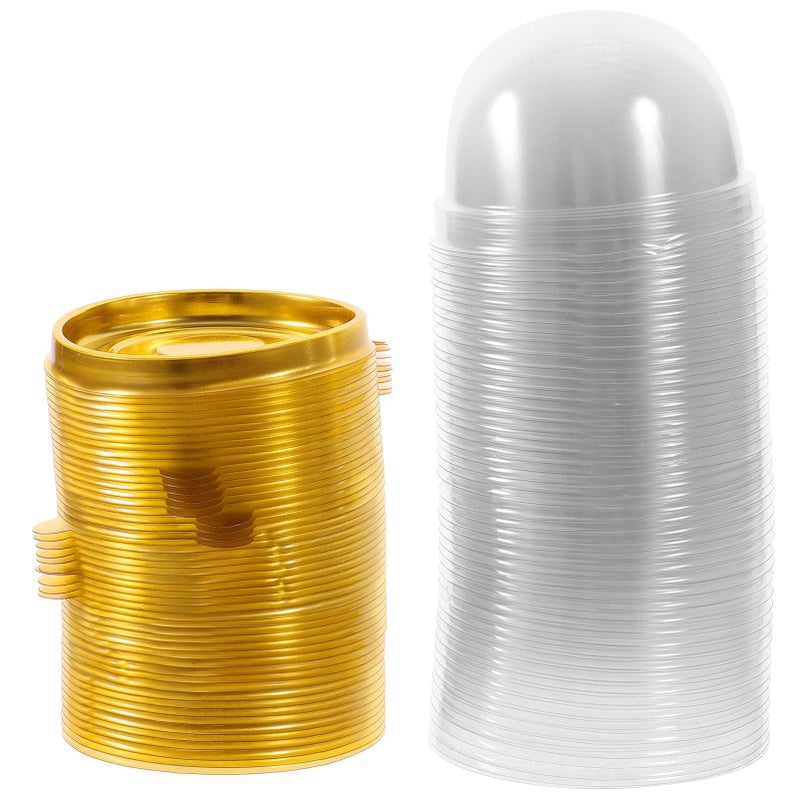 NUOBESTY Clear Dome Box 50pcs  Round Plastic Cupcake Holders Plastic Egg-Yolk Puff Mooncake Packing Box Container Mooncake Dome Boxes Baking Packing Box (Golden Tray) - 7 x 7 x 4.5 cm - Image 3