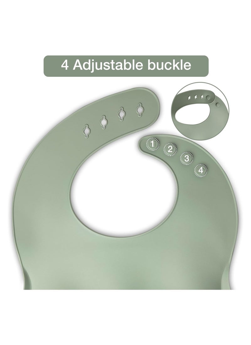 Manvik Baby Feeding Set 10-Piece | Baby Led Weaning Utensils Set Includes Suction Bowl and Plate, Baby Spoon and Fork, Sippy Cup with Straw and Lid | Baby Feeding Supplies (Army Green)  - Image 2