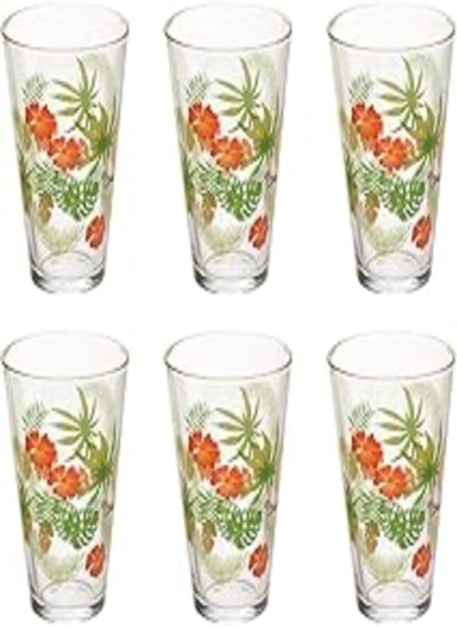 LAV LAV HERA 25 Highball Glass/Decala Print 3155/6 Pcs/Elegant design, Trusted Brand, Attractive shape of Water, Sparkling Drink, Soft Drink, Smoothies, Juices/High Quality Materials 