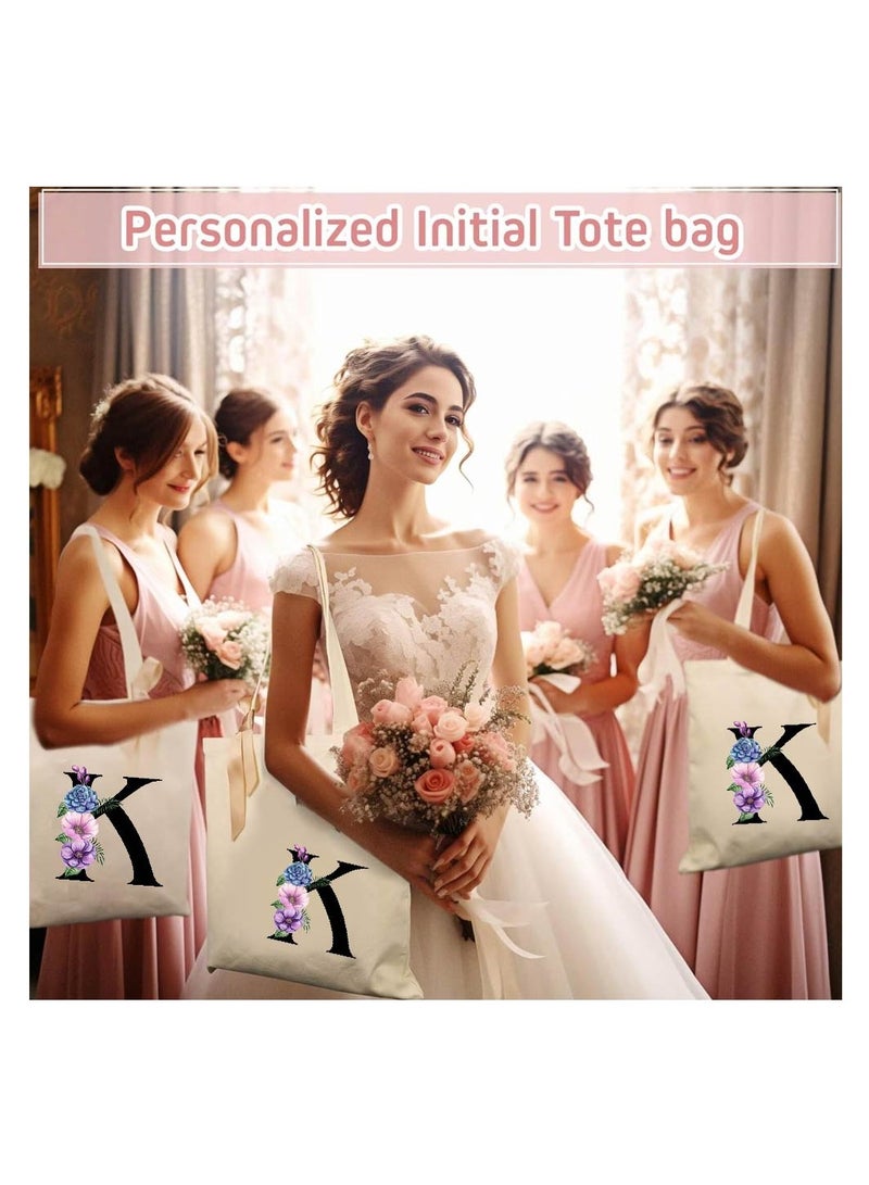 PRINTSHOP4ME Initial Monogrammed Canvas Tote Bag And Matching Makeup Bag Set-Thoughtful Gifts For Women,Teachers,College Students,Bridesmaids,Reusable Grocery Bags,Wedding,Holiday And Travel  - Image 5