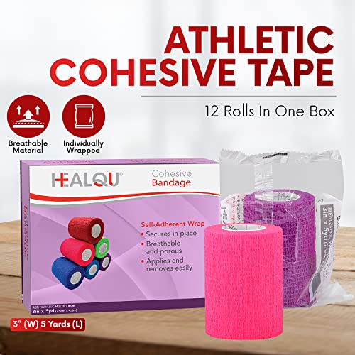 HEALQU Self Adhesive Bandage Wrap Cohesive Tape for Athletic and Sports 3x5yd 12 Rolls Self Adherent Medical Tape Flexible Elastic Bandages Multicolor for Wrist Ankle Vet Wrap for Dogs - Image 5
