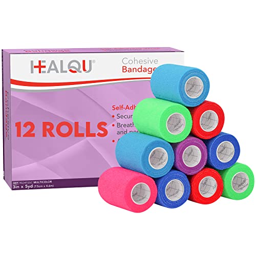 HEALQU Self Adhesive Bandage Wrap Cohesive Tape for Athletic and Sports 3x5yd 12 Rolls Self Adherent Medical Tape Flexible Elastic Bandages Multicolor for Wrist Ankle Vet Wrap for Dogs - Image 2