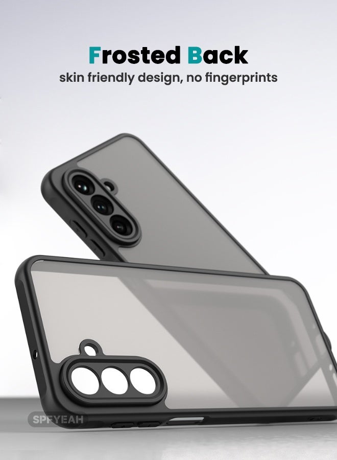 SPFYEAH [2-in-1] Samsung Galaxy A26 Case with HD Tempered Glass Screen Protector, Four Corners Airbag Shockproof Drop Proof Case, Slim Skin Friendly Frosted Phone Case for Samsung A26 5G 6.7 inch (Black, 1+1 Pack) - Image 3