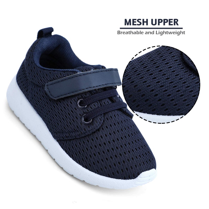HIITAVE Toddler Boys Shoes Breathable Trail Running Sneakers Lightweight Tennis Shoes Navy/White 6 M US Toddler - Image 3