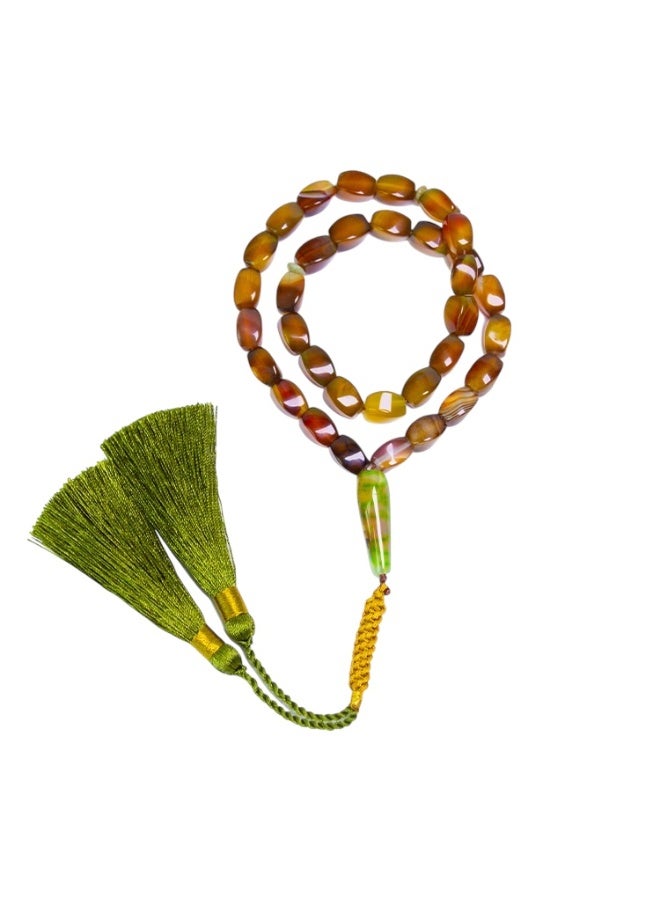 أولودينيز  سبحة العقيق الطبيعي البامبو الفاخرة بسلاسل ذهبية مطلية بتصميم راقٍ وأنيق - Image 1