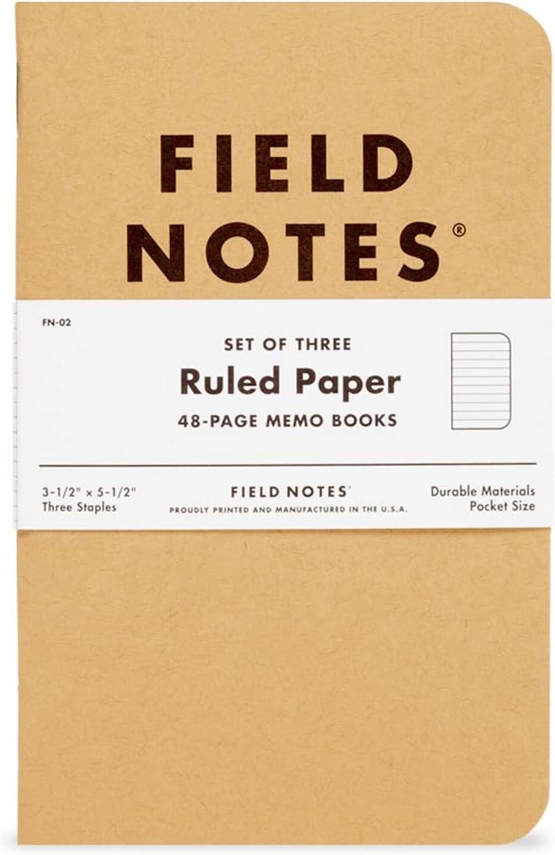 Field Notes : Original Kraft 3-Pack - Ruled Paper Memo Books - Lined 48 Page Pocket Notebooks - 3.5" x 5.5" - Image 3