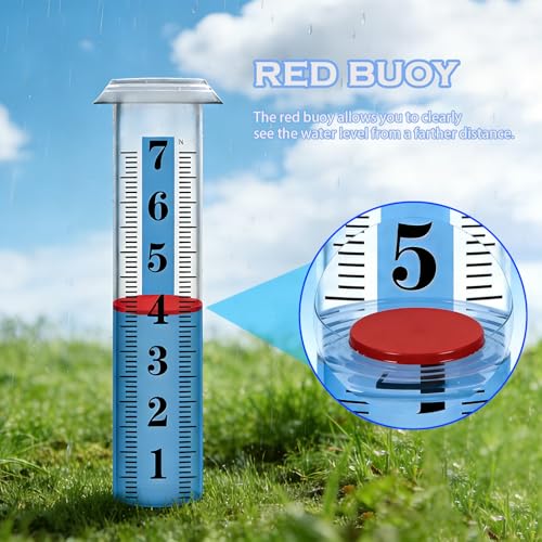 WondMall 2PCS Rain Gauge Replacement Tube Plastic, Accurate Rain Gauge Outdoor, Thickened and Transparent 7" Capacity Tube with Blue Strip for Yard & Garden, 2 Rainfall Meter Tube with 1 Clean Brush - Image 2