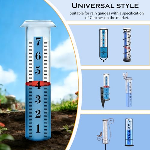 WondMall 2PCS Rain Gauge Replacement Tube Plastic, Accurate Rain Gauge Outdoor, Thickened and Transparent 7" Capacity Tube with Blue Strip for Yard & Garden, 2 Rainfall Meter Tube with 1 Clean Brush - Image 4