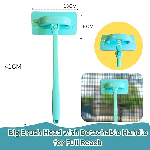 HOMSLECTO Window Mesh Cleaning Brush – Mosquito Net Screen Double-Sided Cleaner Tool with Detachable Long Handle – Pet Hair Remover for Sofa, Curtains, Car with Durable Material - Image 3