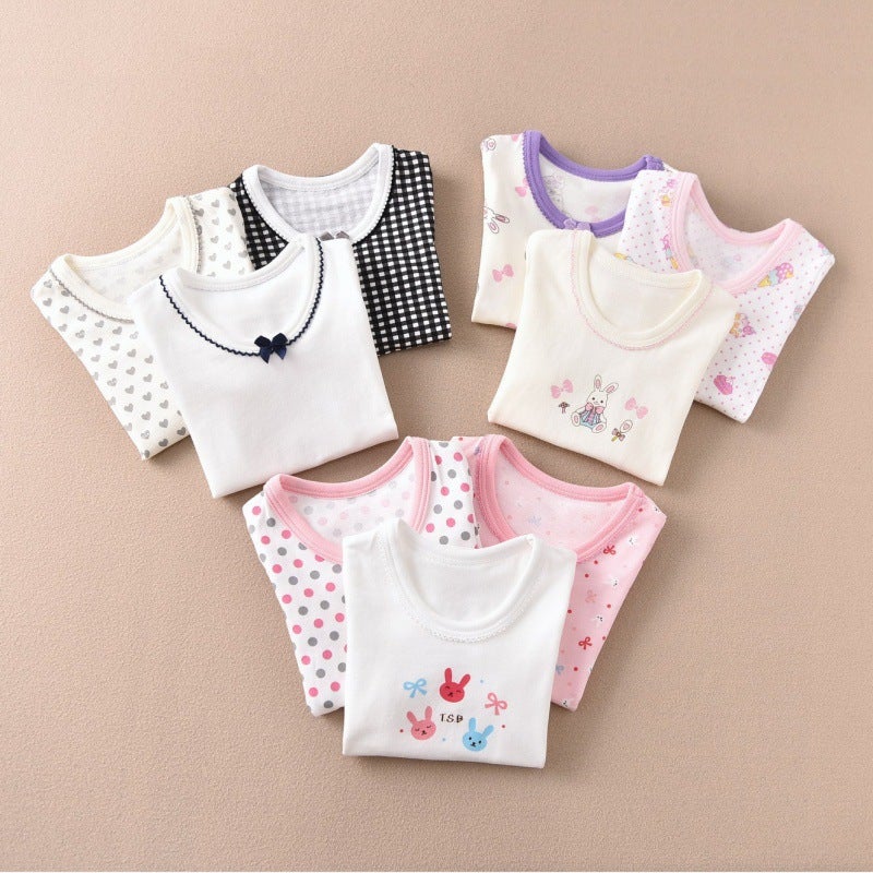 Distribution of children's girls cute short-sleeved shirt base T-shirt half sleeve ammonia cotton new summer export source factory - Image 3