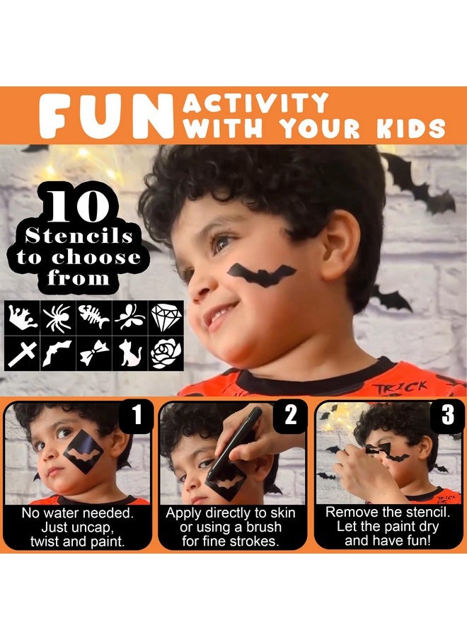 Jim&Gloria - Face Paint Kit With Gold And Silver 12 Colors Large Washable Face & Body Painting Crayons Stick With Stencils Kids Toddlers And Adults Gifts Crafts For Birthday, Pride Day Usa 4Th Of July - Image 1
