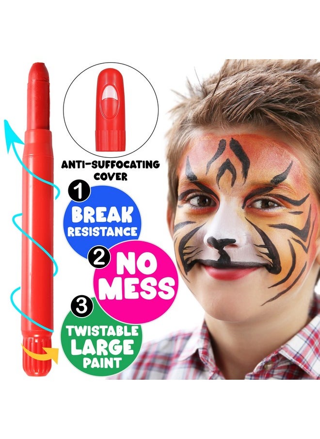 Jim&Gloria - Face Paint Kit With Gold And Silver 12 Colors Large Washable Face & Body Painting Crayons Stick With Stencils Kids Toddlers And Adults Gifts Crafts For Birthday, Pride Day Usa 4Th Of July - Image 1